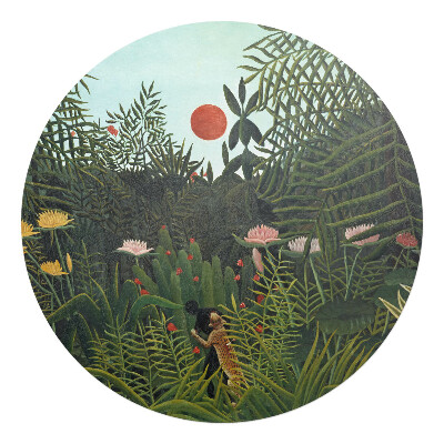 Podložka pod židli kulatá Džungle při západu slunce