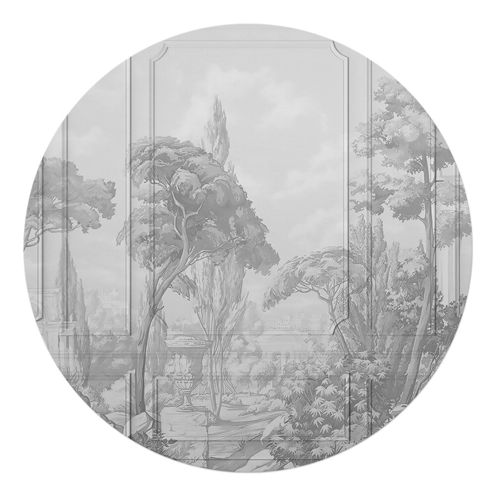 Ochranná podložka pod židli kulatá Krajina se stromy
