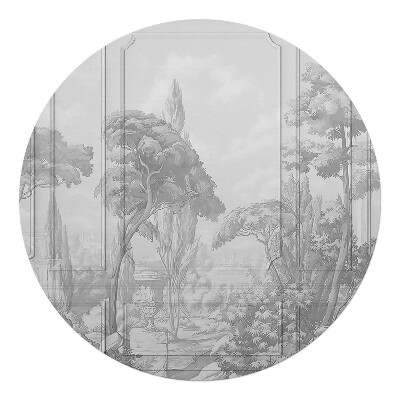 Ochranná podložka pod židli kulatá Krajina se stromy