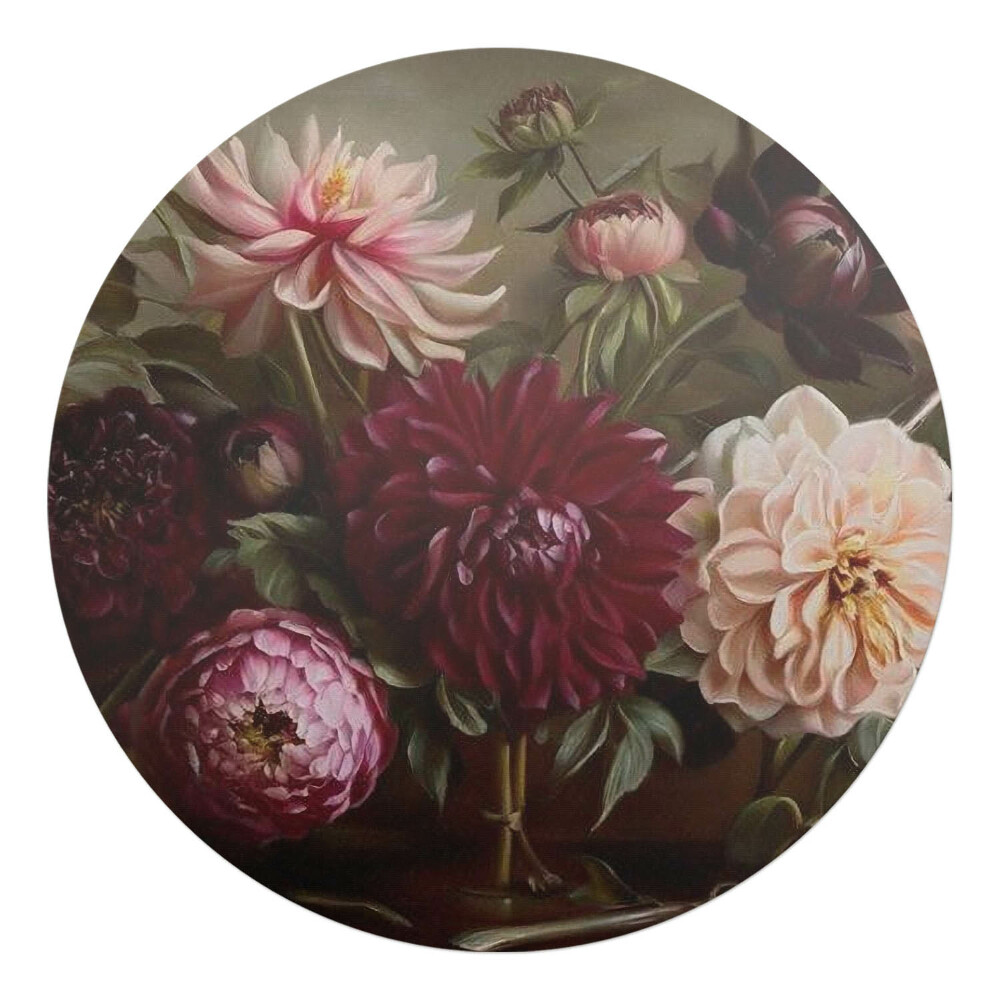 Podložka pod křeslo kulatá Kytice květin