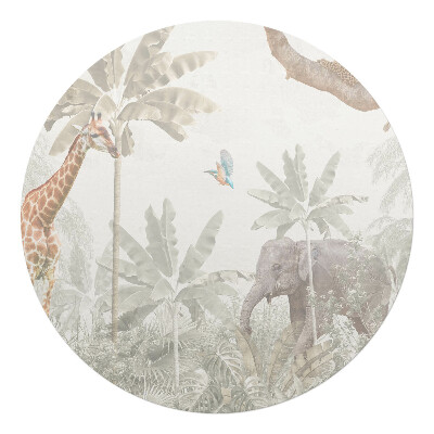 Ochranná podložka pod židli kulatá Exotická džungle