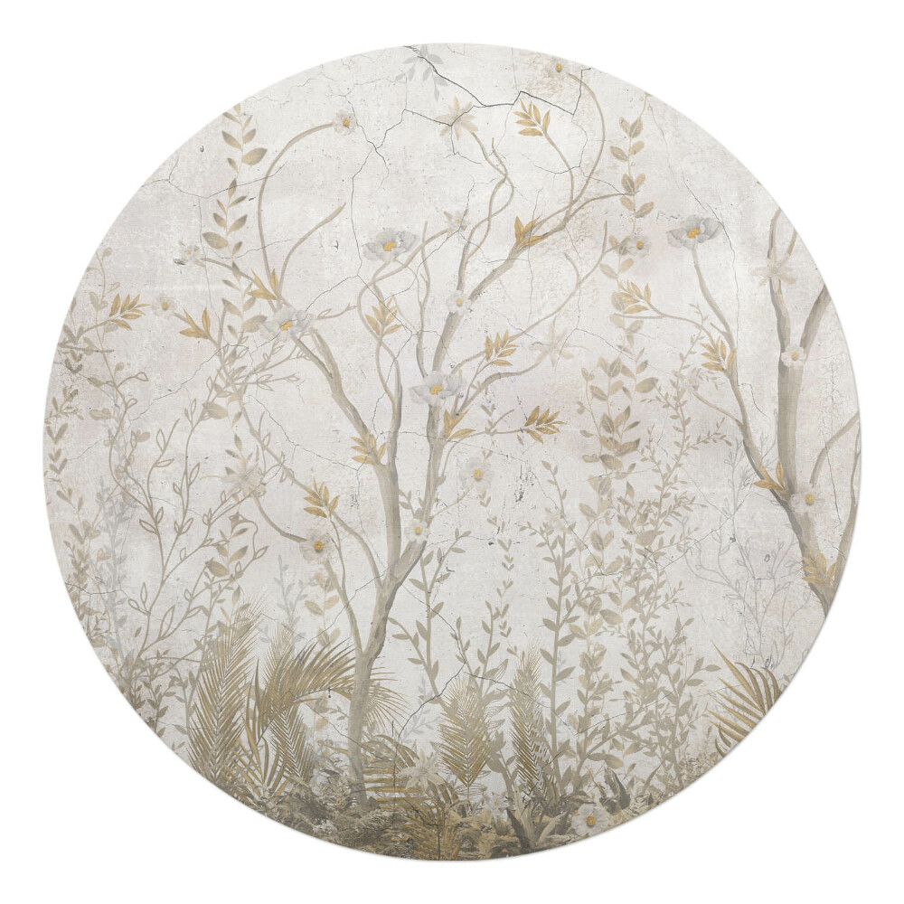Podložka pod židli kulatá Jemné rostlinné vzory