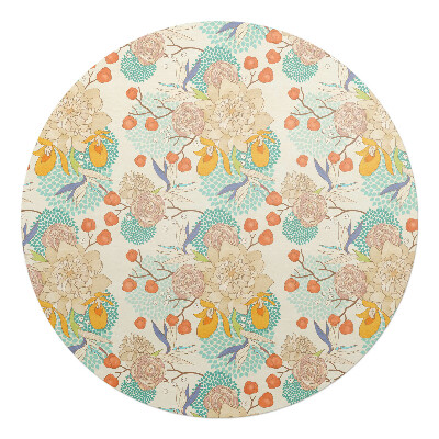 Ochranná podložka na podlahu kulatá Retro květinový vzor