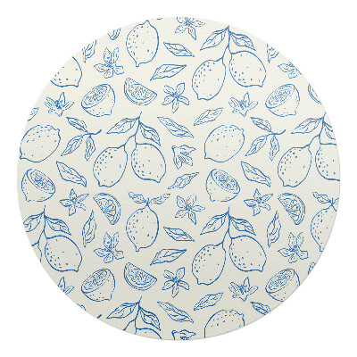 Podložka pod křeslo kulatá Citronový retro vzor
