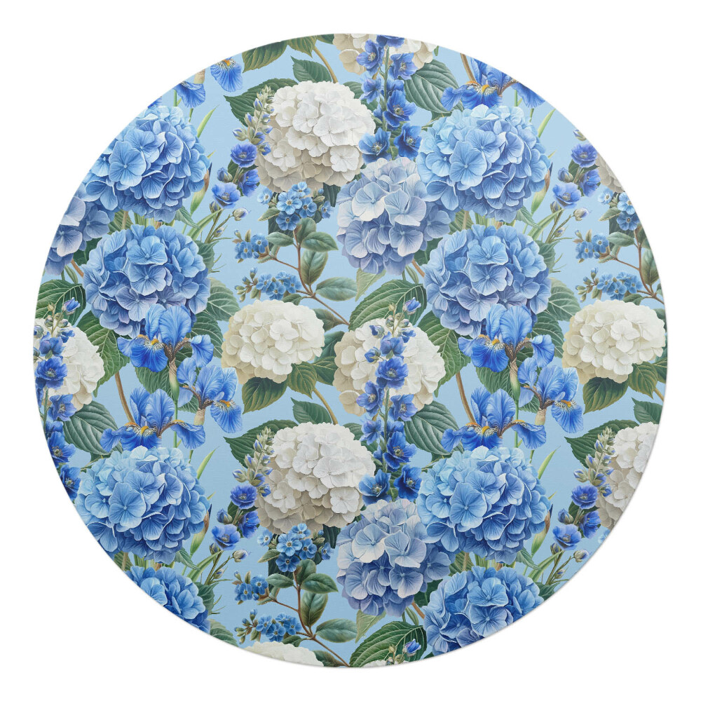 Ochranná podložka na podlahu kulatá Květinový vzor hortenzie