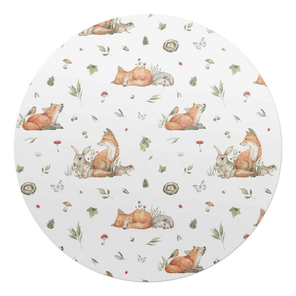 Ochranná podložka na podlahu kulatá Vzor lesních zvířat