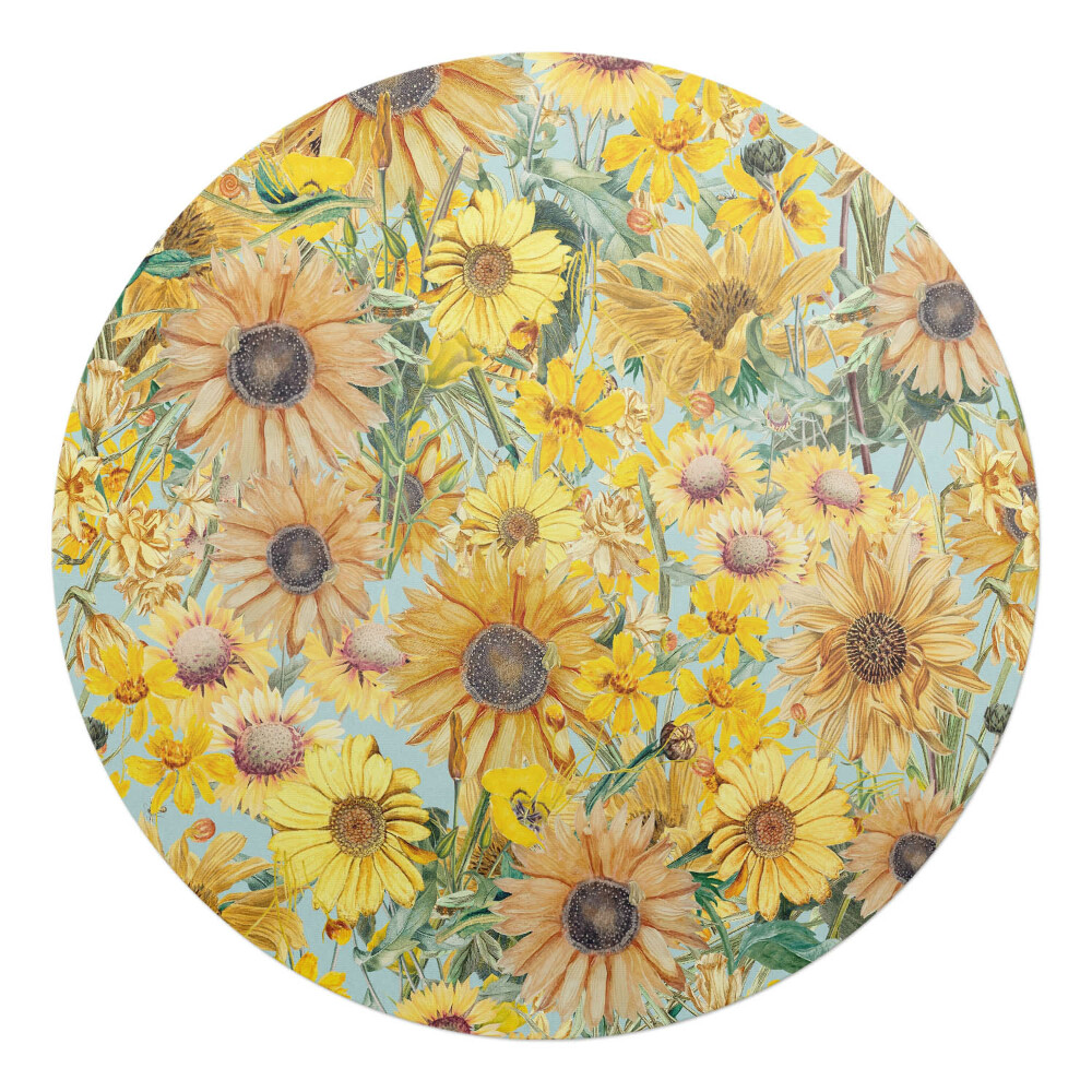Ochranná podložka pod židli kulatá Květinový vzor na louce
