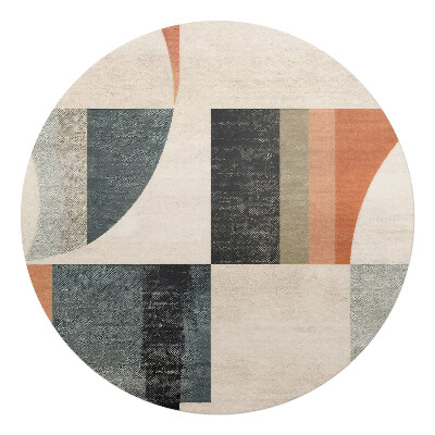 Podložka pod židli kulatá Geometrické retro tvary