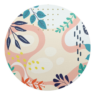Ochranná podložka na podlahu kulatá Listy a abstrakce