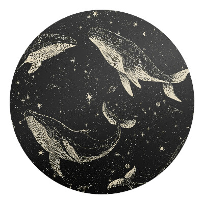 Ochranná podložka pod židli kulatá Velryby ve vesmíru