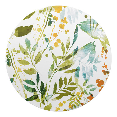 Podložka pod židli kulatá Akvarelová louka z listí