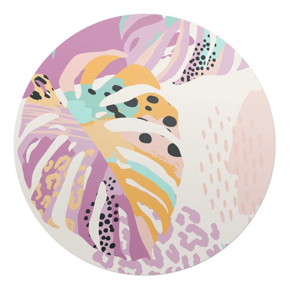 Ochranná podložka pod židli kulatá Abstraktní listy