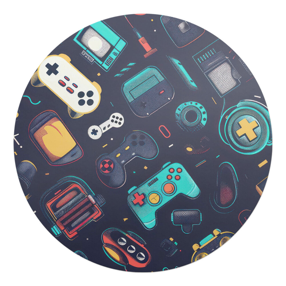 Podložka pod křeslo kulatá Retro herní vzory