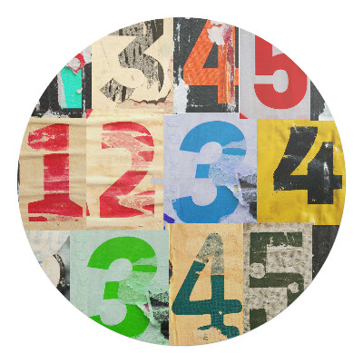 Podložka pod židli kulatá Barevná koláž s čísly