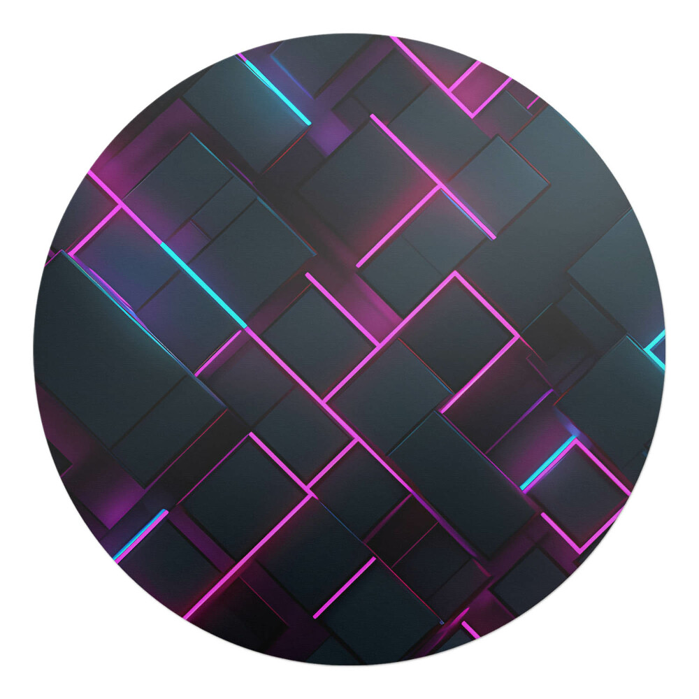 Podložka pod křeslo kulatá Neonové obdélníky