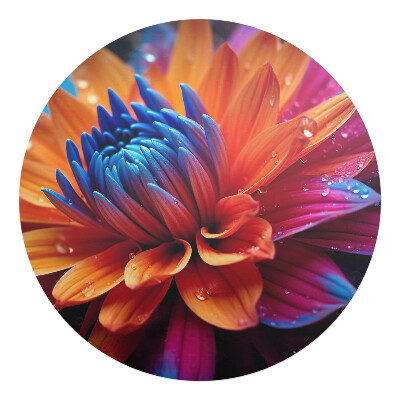 Ochranná podložka pod židli kulatá Květina s kapkami