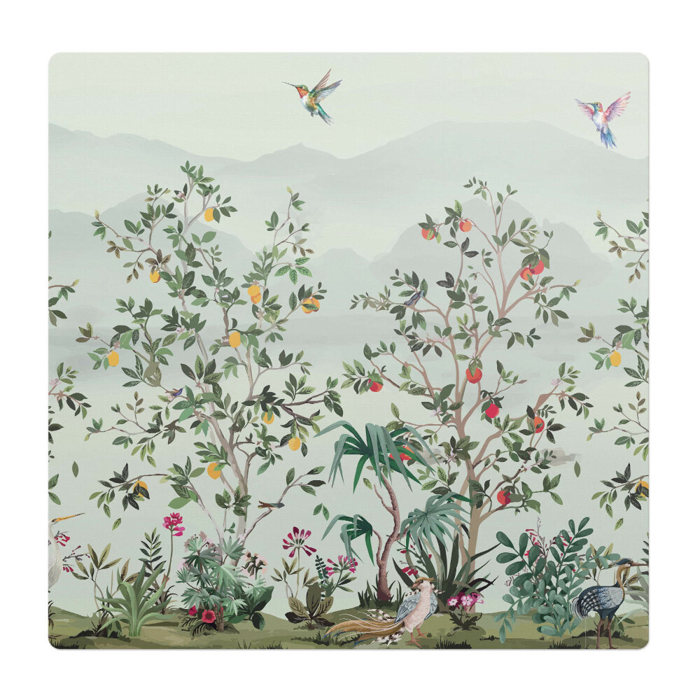 Podložka pod židli Exotické ptáky mezi stromy