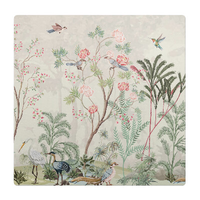 Podložka pod křeslo Exotické ptáky a květiny