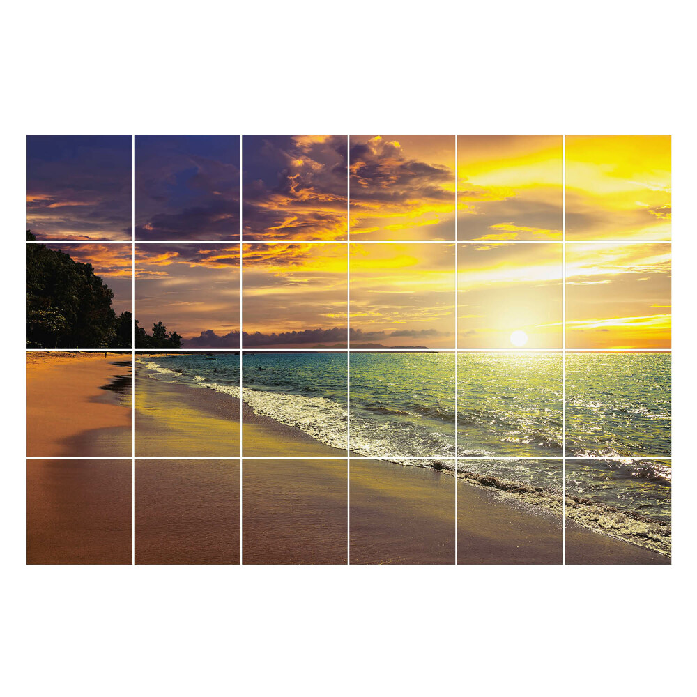 Samolepka na dlaždice Malebný západ slunce nad mořem