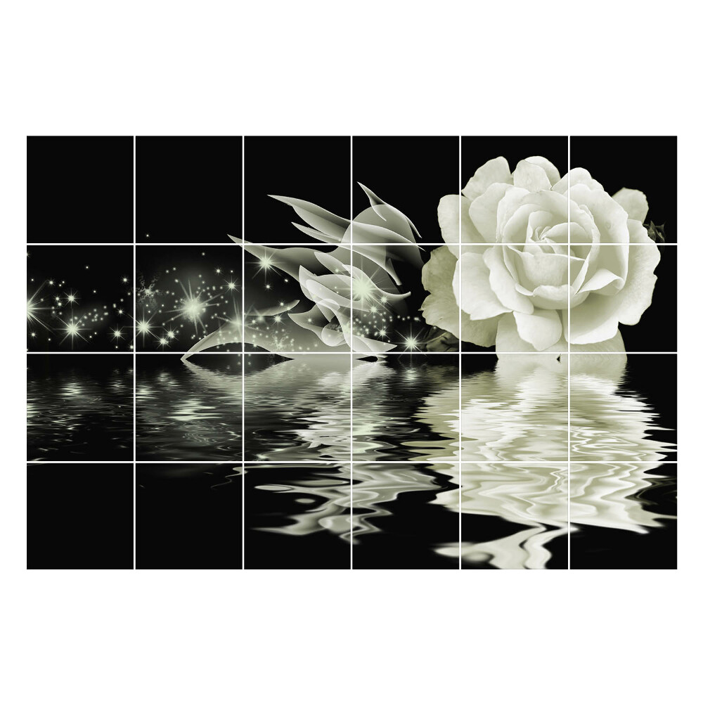 Samolepka na dlaždice Odraz květin ve vodě