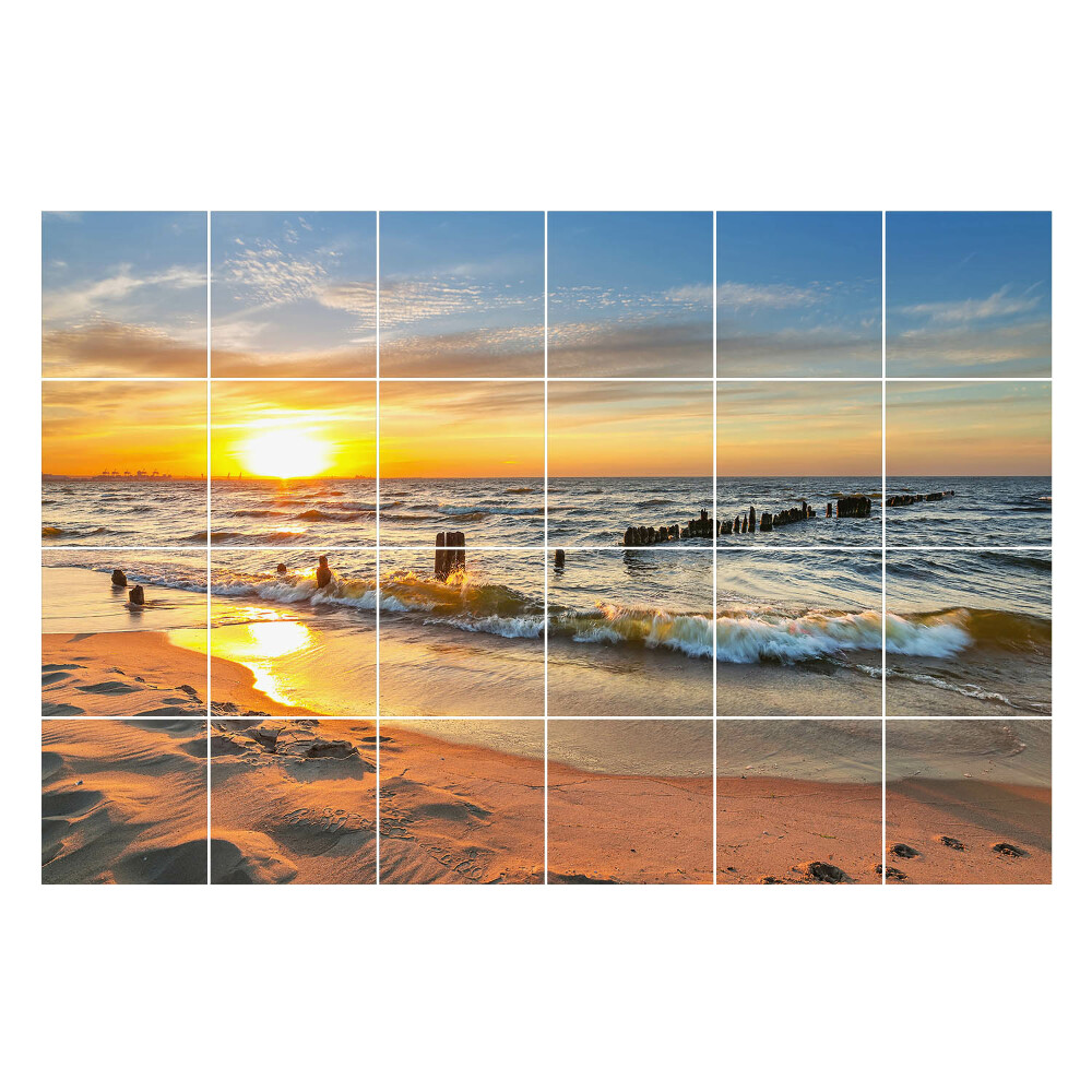 Samolepka na dlaždice Západ slunce nad mořem