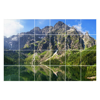 Nálepka na dlaždice Horská krajina s jezerem