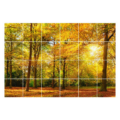 Samolepka na dlaždice Zlaté listy v lese