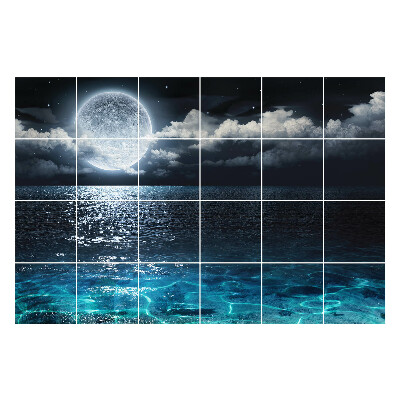 Samolepka na dlaždice Měsíc nad klidným mořem