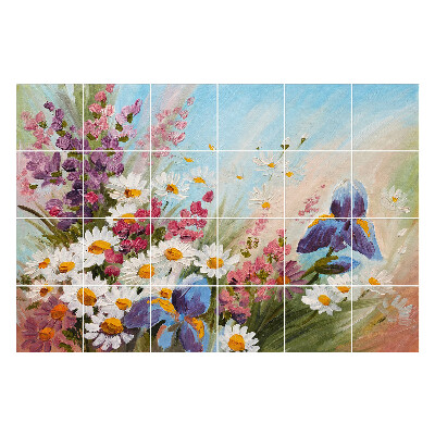 Samolepka na dlaždice Květinová kytice v jarním prostředí