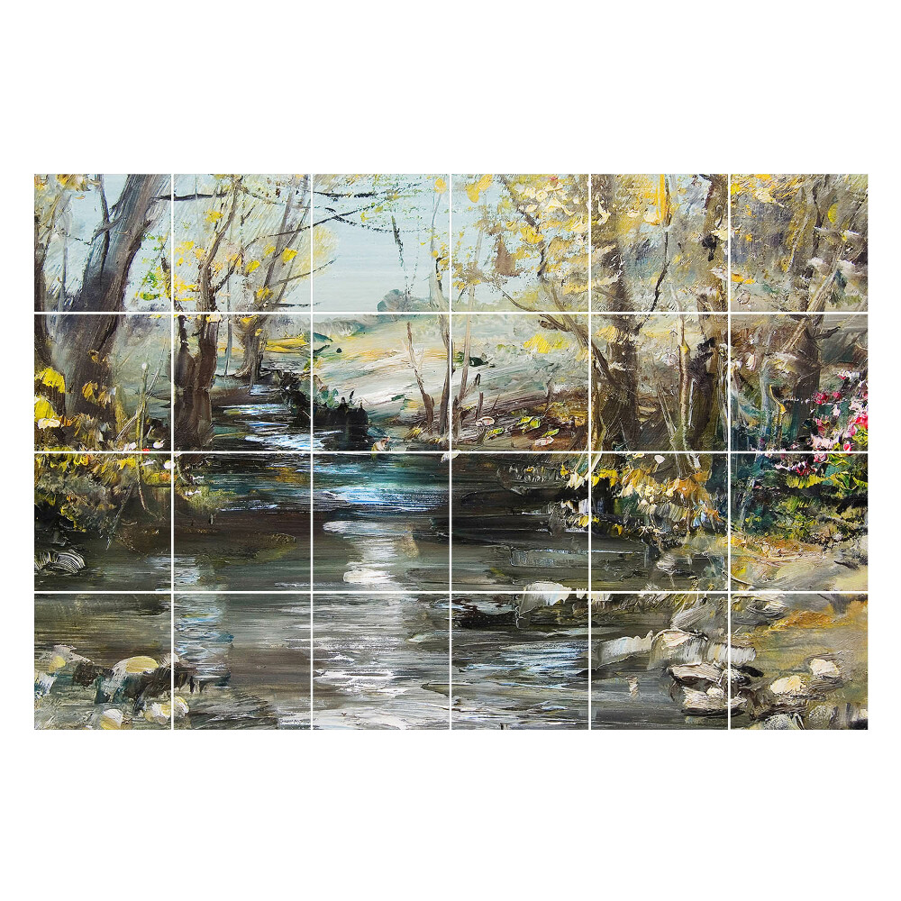 Samolepka na dlaždice Poklidná krajina s řekou