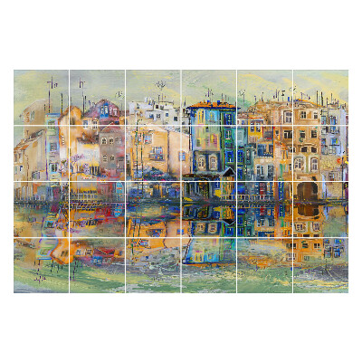 Nálepka na dlaždice Barevné odlesky měst