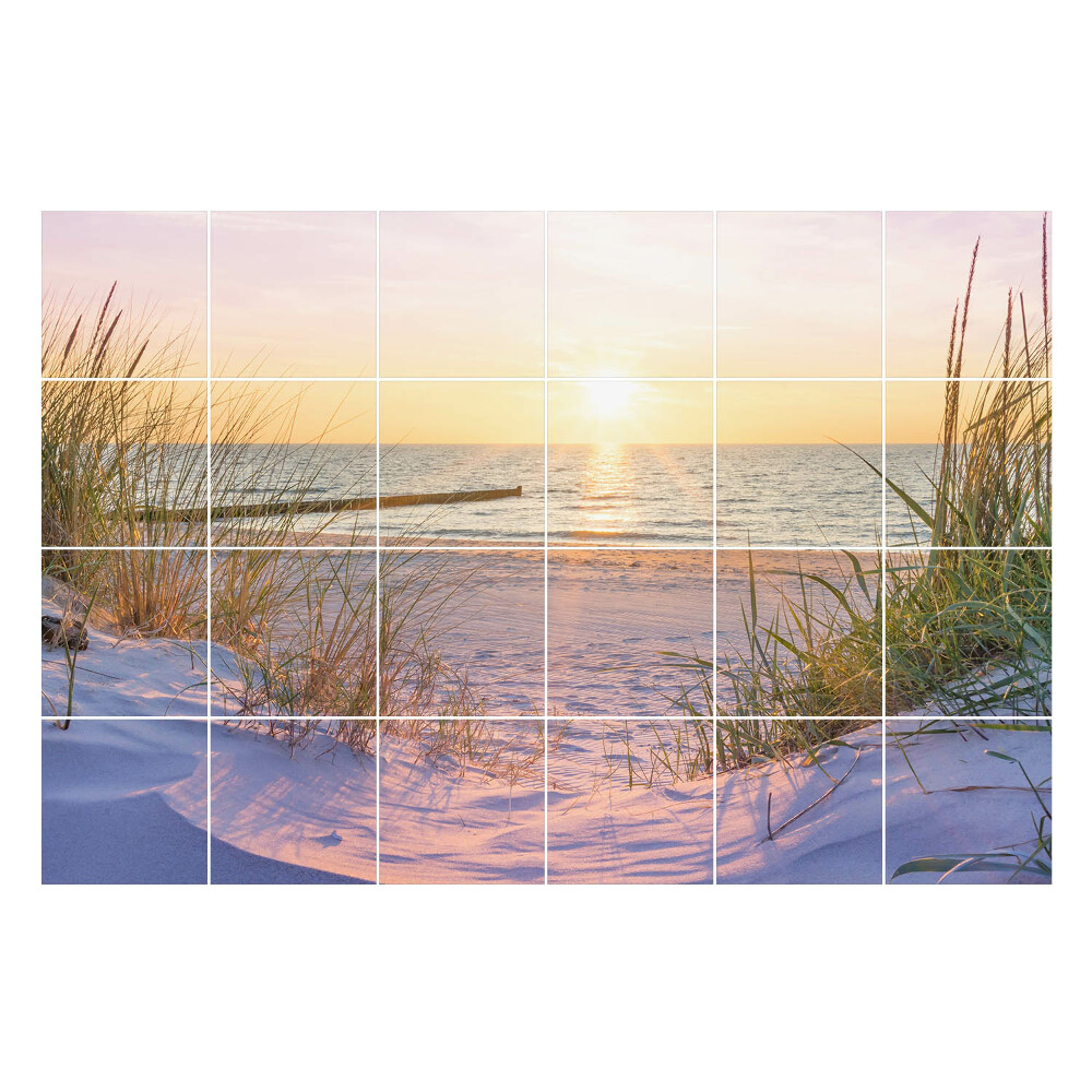 Samolepka na dlaždice Západ slunce nad pláží