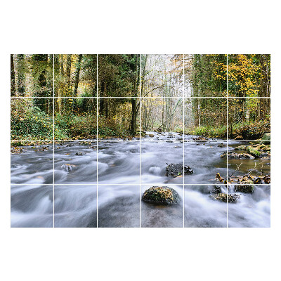 Nálepka na dlaždice Potok v lese s kameny