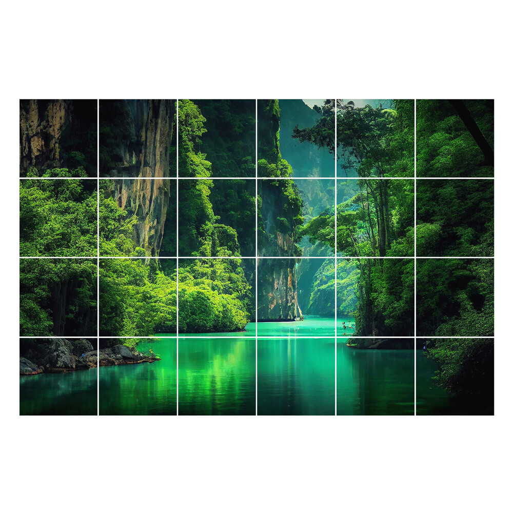 Samolepka na dlaždice Malebné údolí s vodou