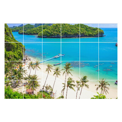 Samolepka na dlaždice Tropická pláž s ostrovy