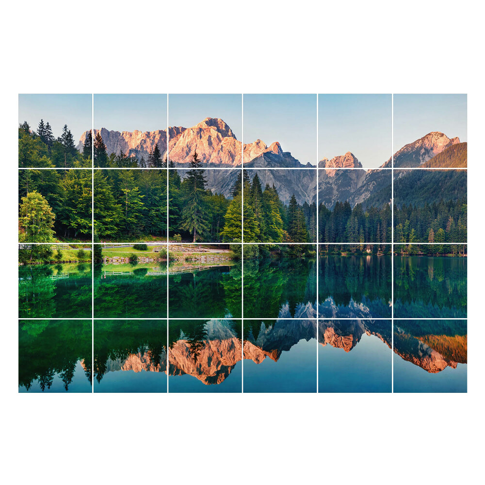 Nálepka na dlaždice Horská krajina s odrazem