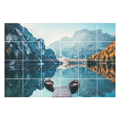 Samolepka na dlaždice Klidné jezero s horami
