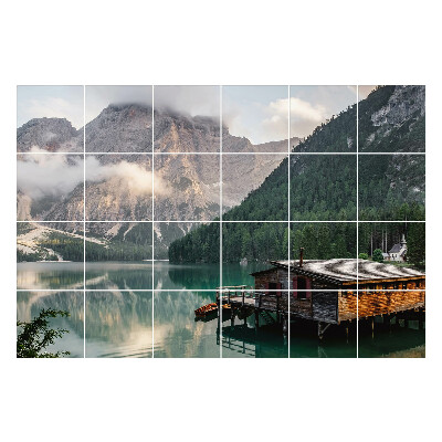 Nálepka na dlaždice Malebná chata u jezera