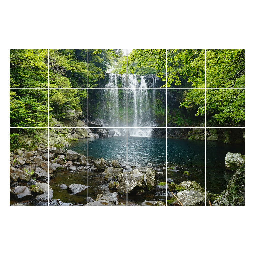 Samolepka na dlaždice Vodopád obklopený přírodou