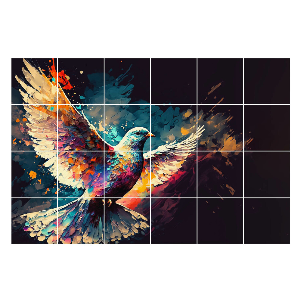 Samolepka na dlaždice Barevný pták v pohybu