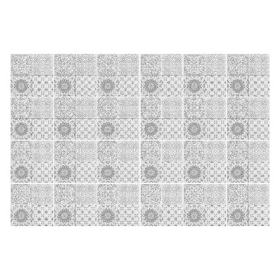 Nálepka na dlaždice Květinové a geometrické motivy