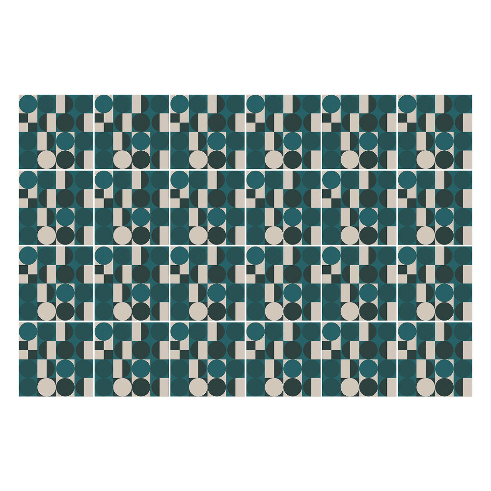 Samolepka na dlaždice Geometrie kruhů a obdélníků