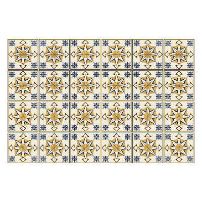 Samolepka na dlaždice Slunečné hvězdy v kostkovaném vzoru