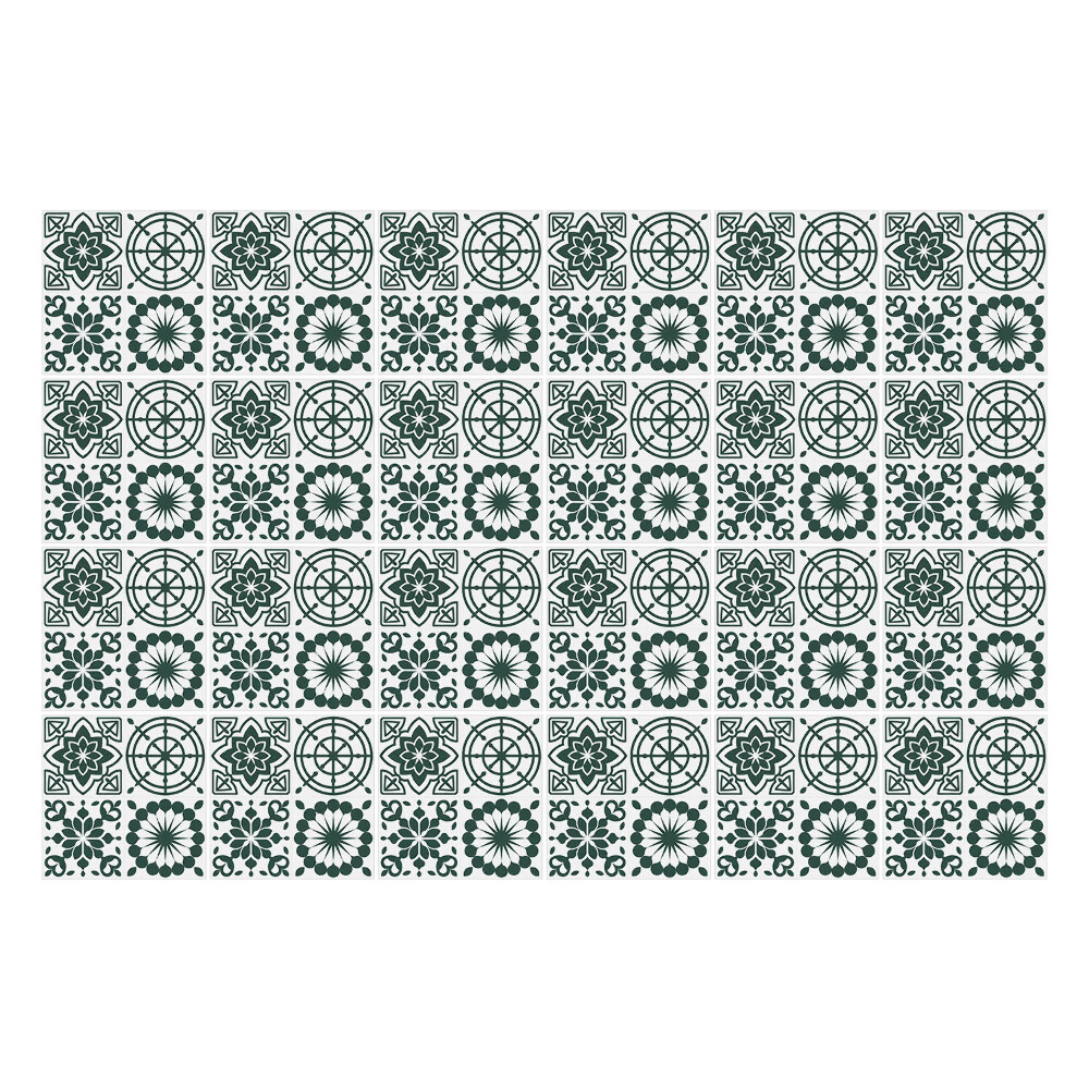 Nálepka na dlaždice Geometrické květiny a kruhy