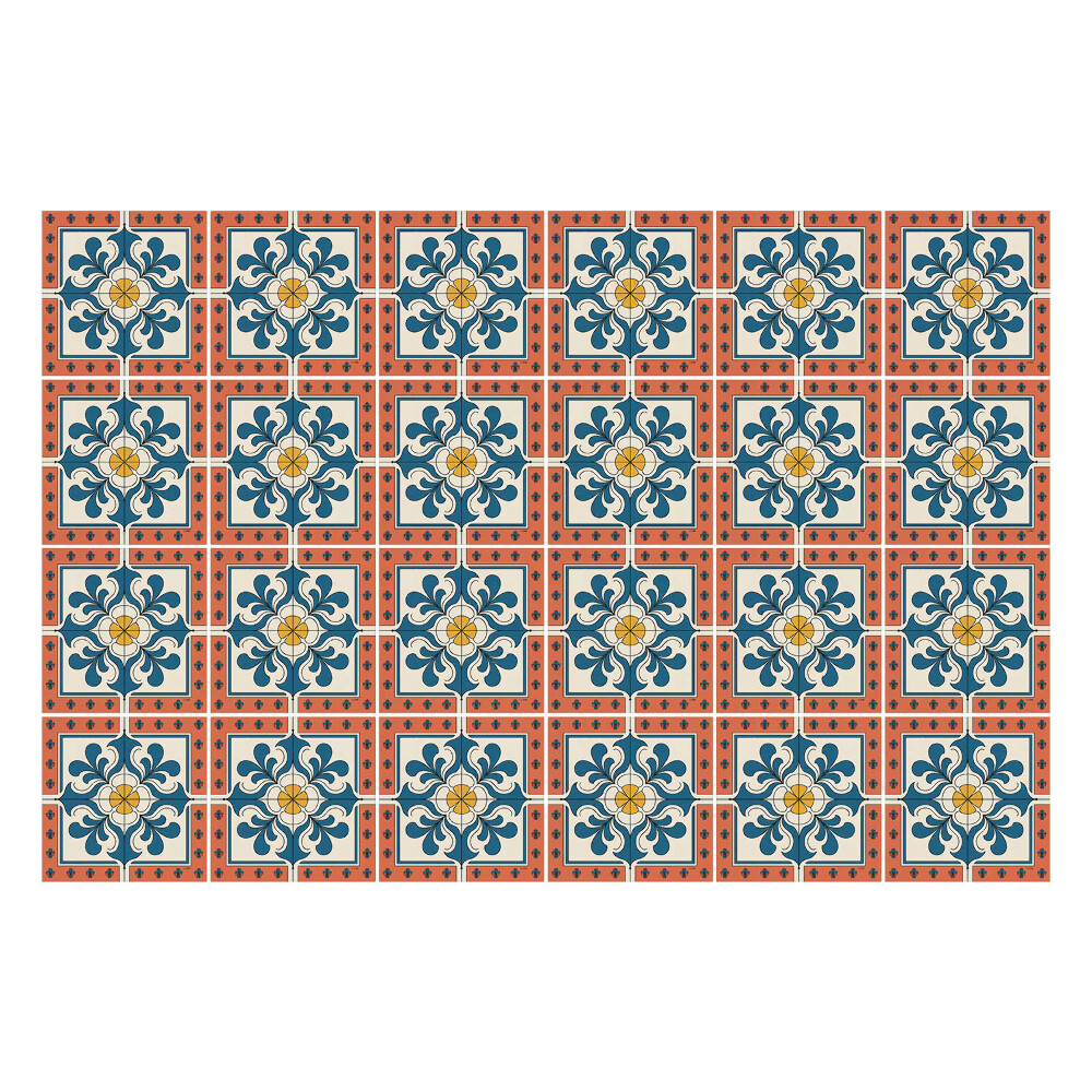 Samolepka na dlaždice Květinové motivy ve čtvercích