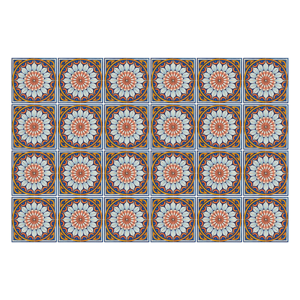 Samolepka na dlaždice Květinové motivy v kruzích