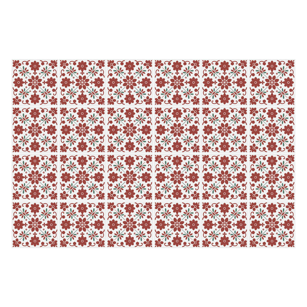 Samolepka na dlaždice Folklór - květiny a listy