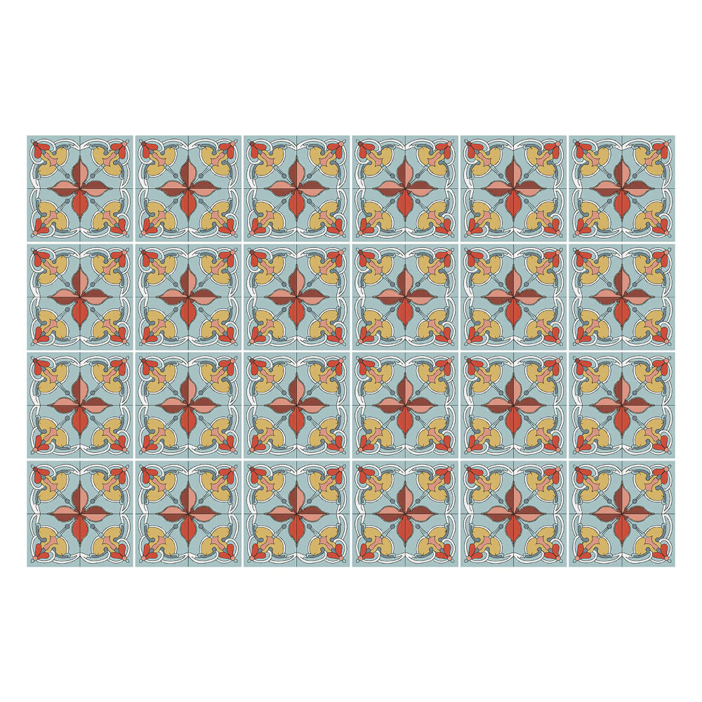 Nálepka na dlaždice Stylizované květiny v síti