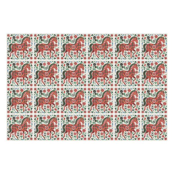 Samolepka na dlaždice Koně v květinové aranžmá