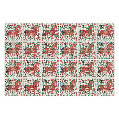 Samolepka na dlaždice Koně v květinové aranžmá